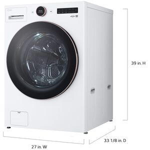 LG 27 in. 5.0 cu. ft. Smart Stackable Front Load Washer with AI DD Built-In Intelligence, TurboWash 360 Technology, Allergiene, Sanitize & Steam Wash Cycle - White, White, hires