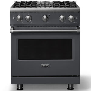 Viking 5 Series 30 in. 4.0 cu. ft. Standard Convection Gas Range with 4 Sealed Burners - Cast Black - Natural Gas, Polished Chrome Trim Option, , hires