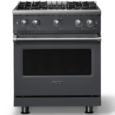 Viking 5 Series 30 in. 4.0 cu. ft. Standard Convection Gas Range with 4 Sealed Burners - Cast Black - Natural Gas, Polished Chrome Trim Option | VGR53044BCS