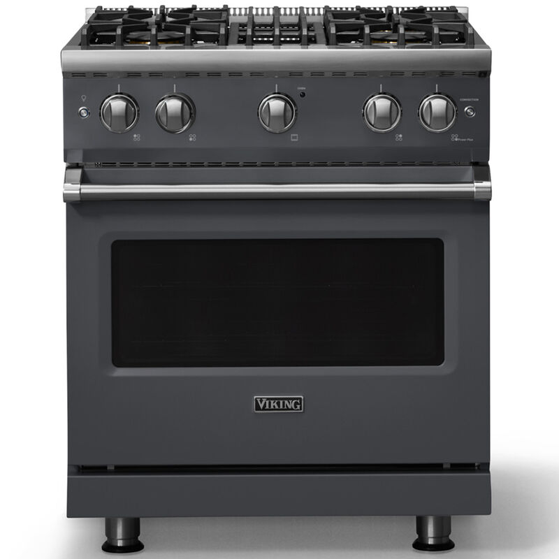 Viking 5 Series 30 in. 4.0 cu. ft. Standard Convection Gas Range with 4 Sealed Burners - Cast Black - Natural Gas, Polished Chrome Trim Option, , hires