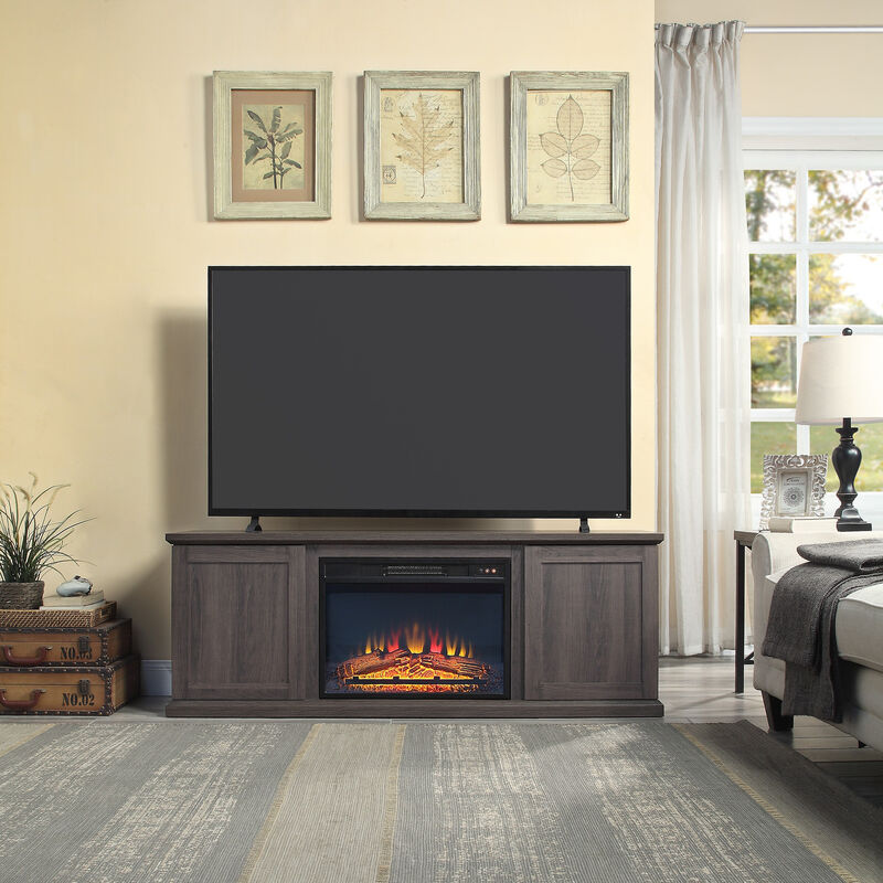 Manhattan Comfort Franklin 60" Fireplace Console - Heavy Brown, , hires