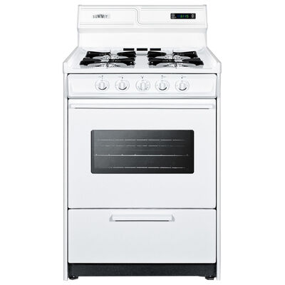 Summit 24 in. 2.9 cu. ft. Oven Freestanding Natural Gas Range with 4 Open Burners - White | WNM6307KW