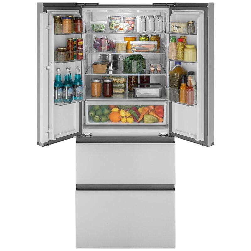 Haier 28 in. 14.5 cu. ft. Counter Depth 4-Door French Door Refrigerator - Stainless Steel, , hires