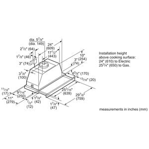 Bosch 500 Series 30 in. Convertible Slide-Out Style Range Hood with 300 CFM, 3 Fan Speeds & 2 Halogen Lights - Stainless Steel, , hires