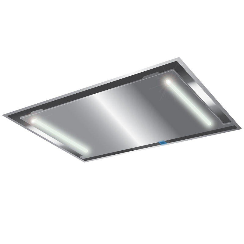 XO 42 in. Ducted Ceiling Style Range Hood with 600 CFM, 3 Fan Speeds & 2 LED Lights - Stainless Steel, , hires