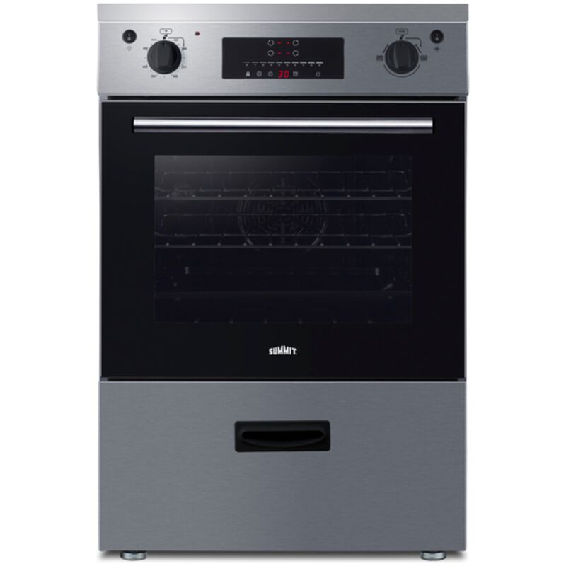 Summit 24 in. 2.6 cu. ft. Standard Convection Slide-In Electric Range with 4 Induction Burners - Stainless Steel, Stainless Steel, hires