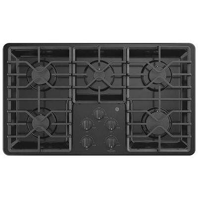 GE 36 in. 5-Burner Natural Gas Cooktop with Simmer Burner & Power Burner - Black | JGP3036DLBB