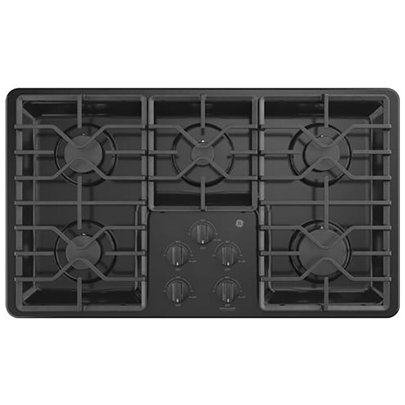 GE 36 in. 5-Burner Natural Gas Cooktop with Simmer Burner & Power Burner - Black, Black, hires