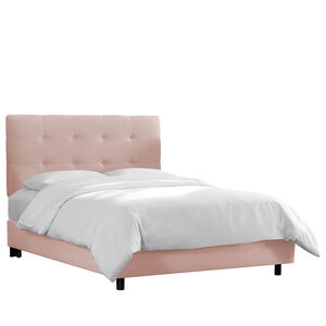 Skyline Furniture Tufted Zuma Upholstered Twin Size Complete Bed - Rosequartz, Pink, hires