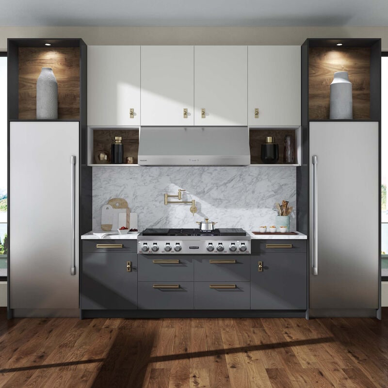 Signature Kitchen Suite 48 in. Smart Ducted Canopy Pro Style Style Range Hood with 650 CFM, 5 Fan Speeds & 1 LED Light - Stainless Steel, , hires