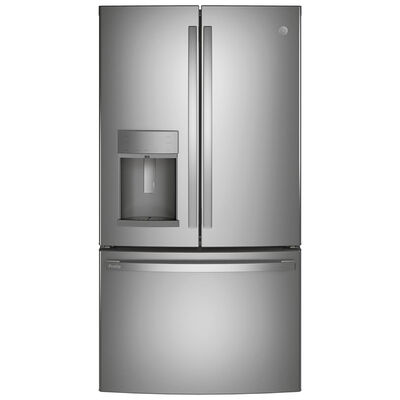 GE Profile 36 in. Built-In 22.1 cu. ft. Counter Depth French Door Refrigerator with External Ice & Water Dispenser - Stainless Steel | PYE22KYNFS