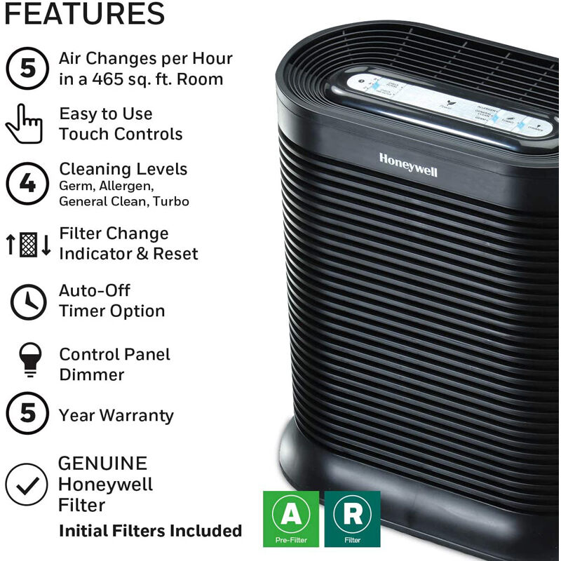 Honeywell True HEPA Whole Room Air Purifier with Allergen Remover - Black, , hires