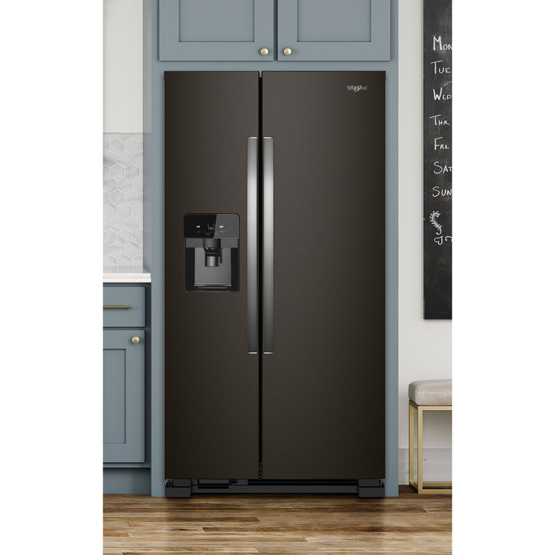 Whirlpool 33 in. 21.4 cu. ft. Side-by-Side Refrigerator with External Ice & Water Dispenser- Black Stainless Steel, Black Stainless Steel, hires
