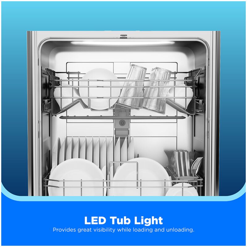 Midea 24 in. Front Control Flush-Mount Dishwasher with 52 dBA Sound level, Auto Open Door & Pocket Handle - White, , hires