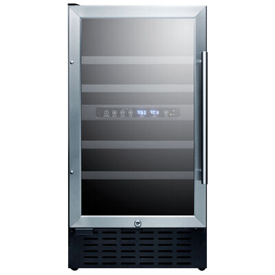 Summit 18 in. Compact Built-In/Freestanding Wine Cooler with 28 Bottle Capacity, Dual Temperature Zones & Digital Control - Stainless Steel | SWC182ZCSSL