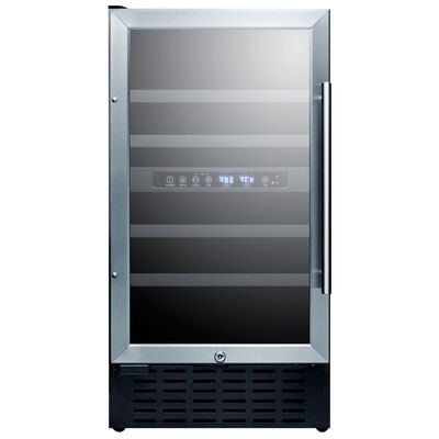 Summit 18 in. Undercounter Wine Cooler with Wood Racks, Dual Temperature Zones & 28 Bottle Capacity - Stainless Steel,  Summit 18 in. Undercounter Wine Cooler with Wood Racks, Dual Temperature Zones & 28 Bottle Capacity - Stainless Steel | SWC182ZCSSL