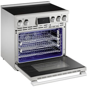 SKS 36 in. 6.3 cu. ft. Smart Air-Fry Standard Convection Steam Electric Range with 5 Induction Burners - Stainless Steel, , hires