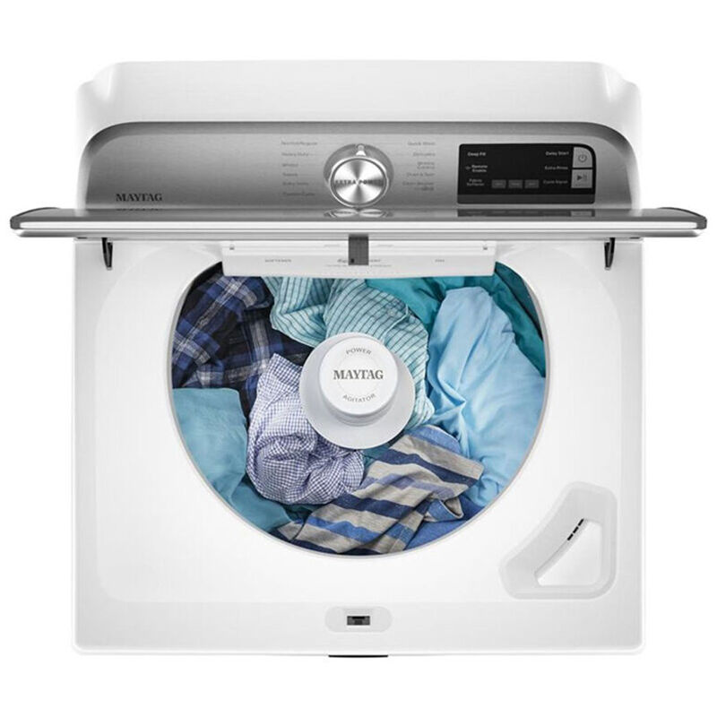 Maytag 27 in. 4.7 cu. ft. Smart Top Load Washer with Agitator & Extra Power Button - White, , hires
