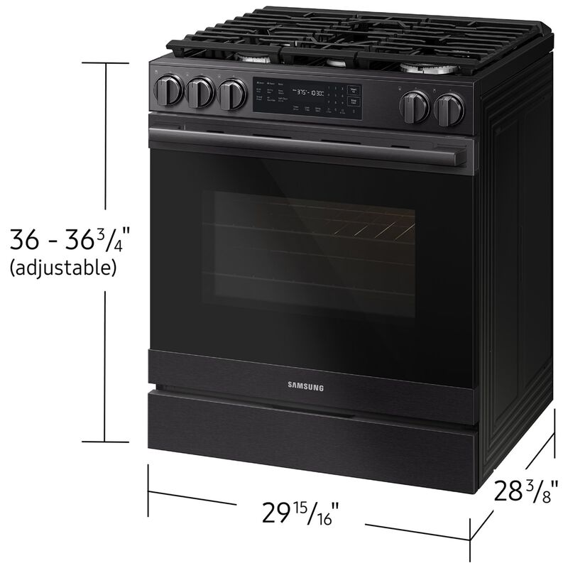 Samsung Bespoke 30 in. 6.0 cu. ft. Smart Air-Fry True European Convection Slide-In Gas Range with 5 Sealed Burners & Griddle - Matte Black Steel, Matte Black Steel, hires