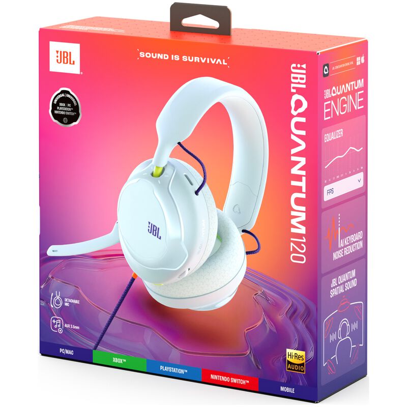 JBL Quantum 120 Surround Sound Wired Gaming Headset for PC, PS5, Xbox Series X/S and Nintendo Switch 2 - Ice, , hires