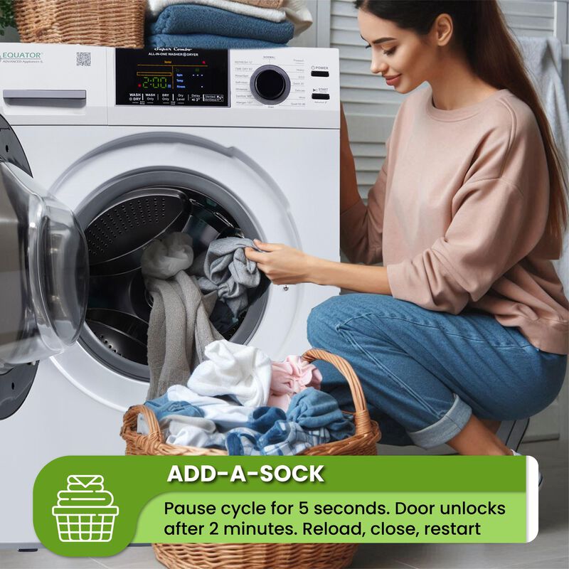 Equator 24 in. 1.9 cu. ft. Electric Front Load All-in-One Laundry Center with Sanitize Cycle & Sensor Dry - White, White, hires
