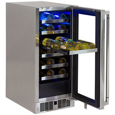 Lynx Professional Series 15 in. Undercounter Outdoor Wine Cooler with Single Zone & 24 Bottle Capacity Right Hinged - Stainless Steel | LM15WINER