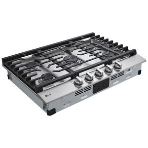 LG 30 in. 5-Burner Natural Gas Cooktop with Simmer Burner & Power Burner - Stainless Steel, Stainless Steel, hires