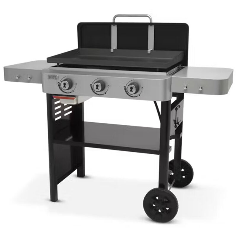 Weber 28 in. Gas Flat Top Griddle with Side Tables - Black, , hires