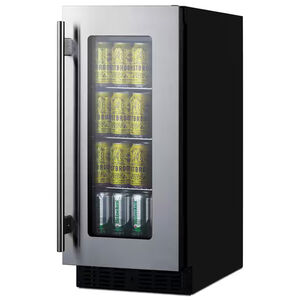 Summit 15 in. Built-In/Freestanding 1.8 cu. ft. Compact Beverage Center with Adjustable Shelves & Digital Control - Stainless Steel, , hires