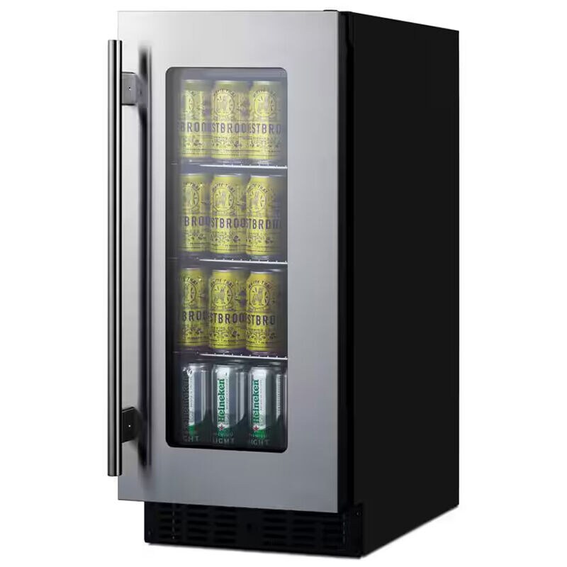 Summit 15 in. Built-In/Freestanding 1.8 cu. ft. Compact Beverage Center with Adjustable Shelves & Digital Control - Stainless Steel, , hires