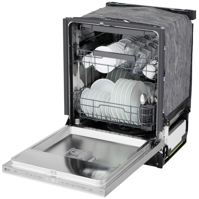 LG 24 in. Top Control Flush-Mount Smart Dishwasher with 46 dBa Sound level, 3rd-Rack, Dynamic Heat Dry with AutoVent Dry & Pocket Handle - PrintProof Stainless Steel, , hires