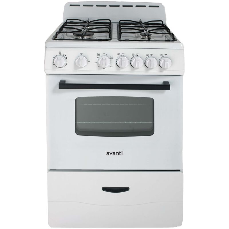 Avanti 24 in. 2.6 cu. ft. Gas Range with 4 Sealed Burners - White, , hires