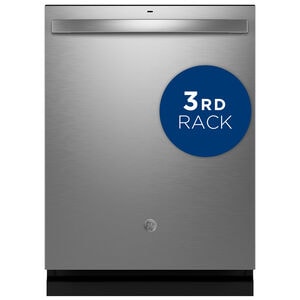 GE 24 in. Top Control Flush-Mount Dishwasher with 47 dBa Sound Level, 3rd-Rack & Dry Boost - Fingerprint Resistant Stainless, Fingerprint Resistant Stainless, hires
