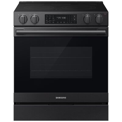 Samsung Bespoke 30 in. 6.3 cu. ft. Smart Air-Fry True European Convection Slide-In Range with Radiant Burners - Matte Black Steel | NSE80H63SE