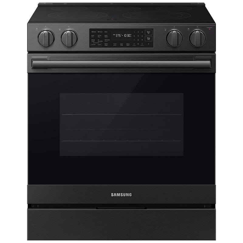 Samsung Bespoke 30 in. 6.3 cu. ft. Smart Air-Fry True European Convection Slide-In Electric Range with Radiant Burners - Matte Black Steel, Matte Black Steel, hires