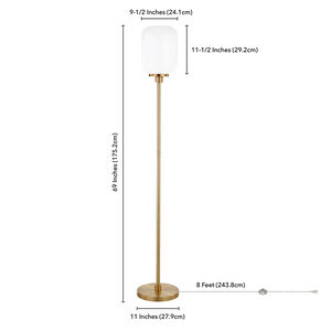 Hudson & Canal Agnolo Brass Floor Lamp with White Milk Glass Shade, , hires
