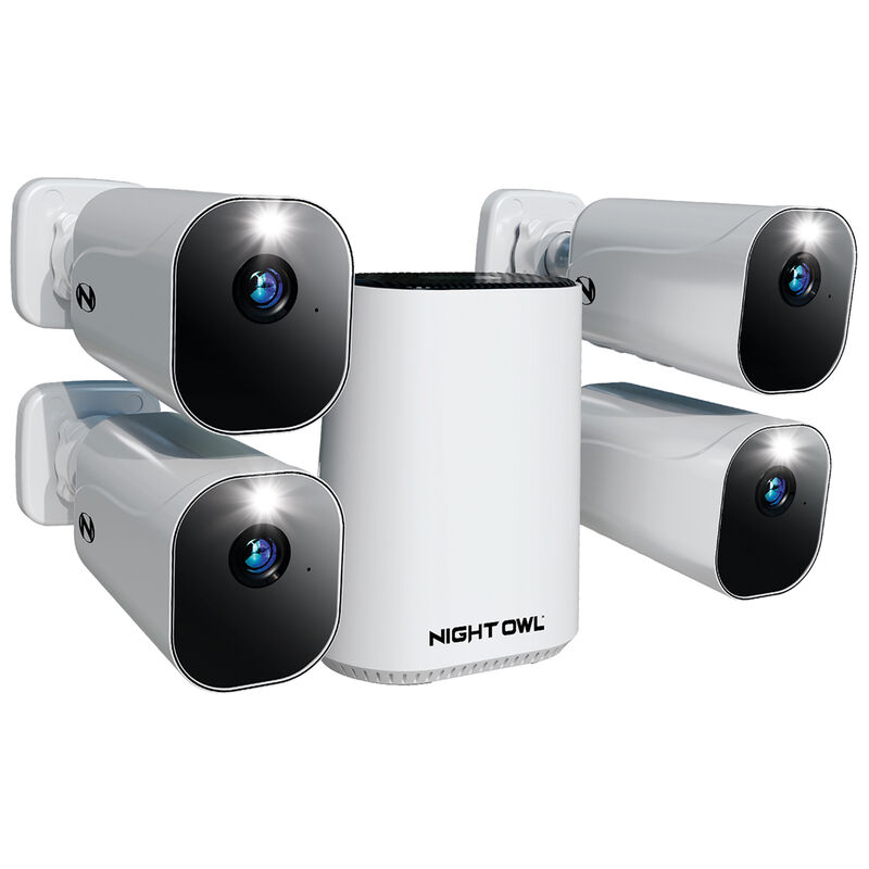 Night Owl - 8-Channel, 4-Camera Indoor/Outdoor (Rechargeable Battery Powered) Wire Free 2K 64GB Security System White, , hires