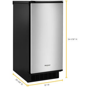 Whirlpool 15 in. Built-In Undercounter Ice Maker with 25 lb. Ice Storage, Auto-Defrost & Digital Control - Stainless Steel, , hires
