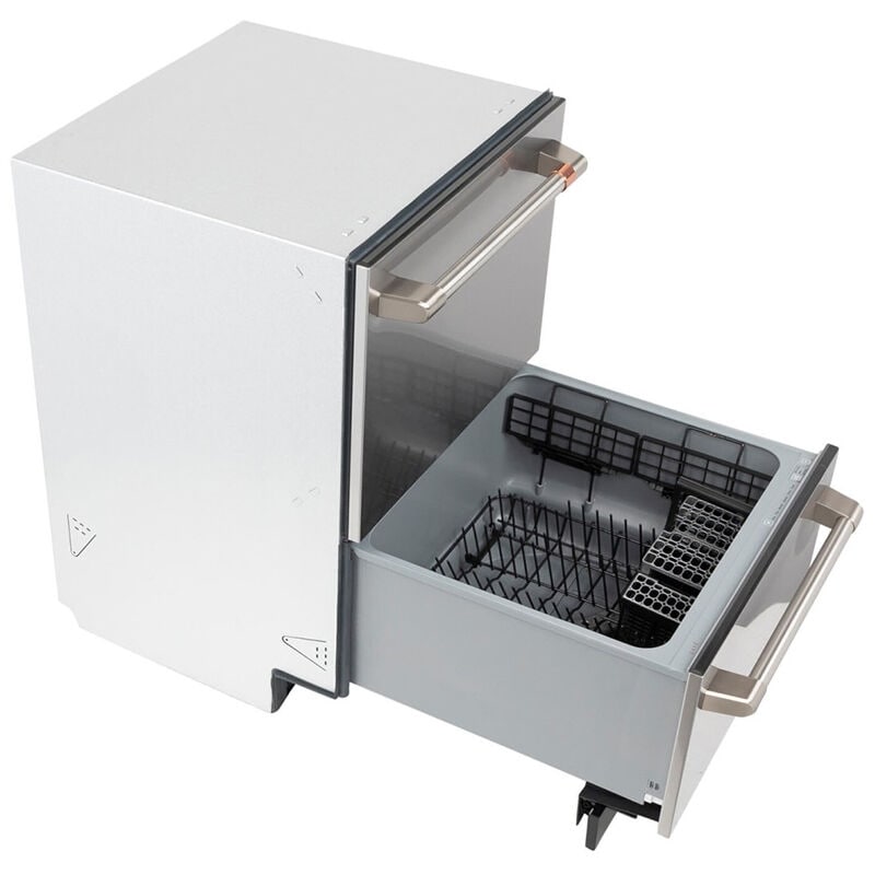 Cafe 24 in. Double Drawer with Top Control & 49 dBa Sound Level - Stainless Steel, Stainless Steel, hires