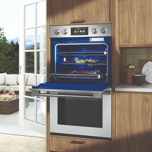 SKS 30 in. 9.4 cu. ft. Smart Top Control SteamElectric Double Wall Oven with True European Convection - Stainless Steel, , hires