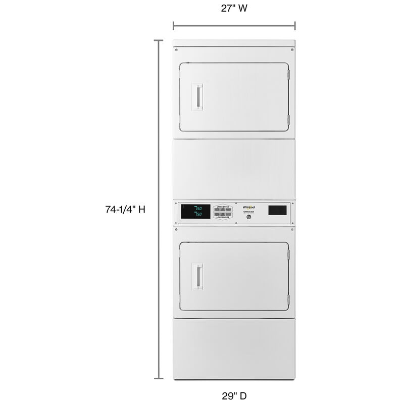Whirlpool 27 in. 7.4 cu. ft. Commercial Front Loading Electric Dryer with 3 Dryer Programs - White, , hires