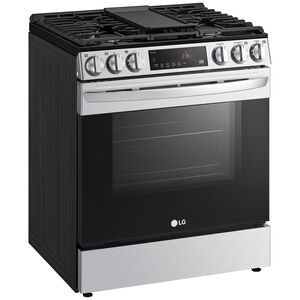 LG 30 in. 5.8 cu. ft. Smart Air Fry Standard Convection Slide-In Gas Range with 5 Sealed Burners & Griddle - PrintProof Stainless Steel, PrintProof Stainless Steel, hires