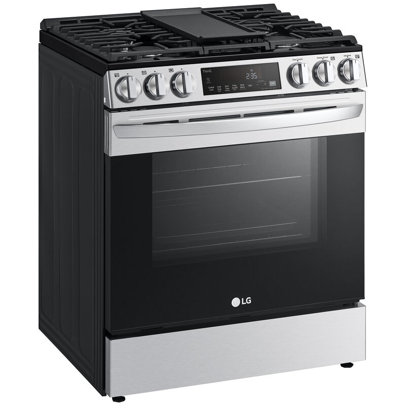 LG 30 in. 5.8 cu. ft. Smart Air Fry Standard Convection Slide-In Gas Range with 5 Sealed Burners & Griddle - PrintProof Stainless Steel, PrintProof Stainless Steel, hires