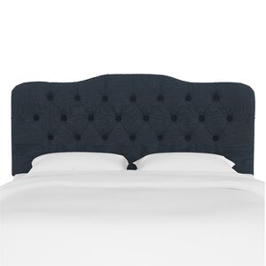Skyline Furniture Tufted Linen Fabric Upholstered Queen Size Headboard - Navy, Navy, hires