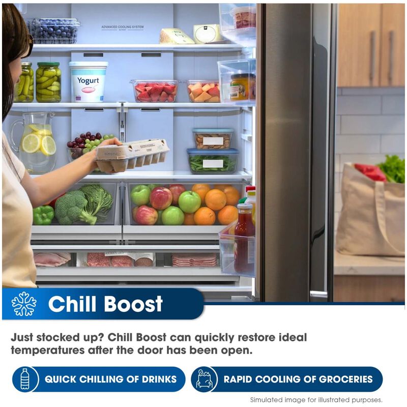 Sharp 36 in. 26.5 cu. ft. Counter Depth Garage-Ready French Door Refrigerator with Internal Water Dispenser - Stainless Steel, , hires