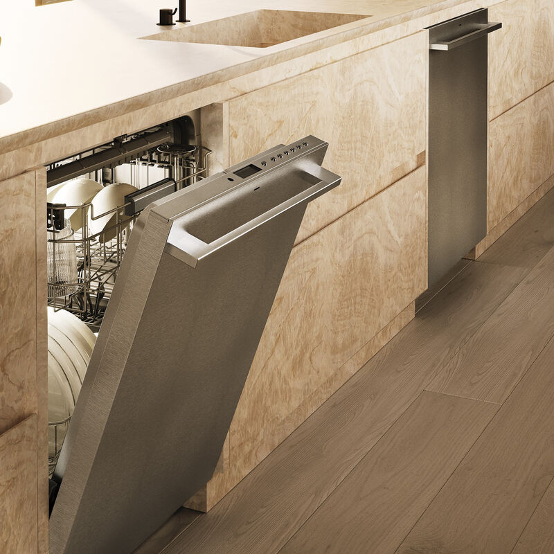 Monogram 24 in. Top Control Flush-Mount Smart Dishwasher with 39 dBa Sound Level, 3rd-Rack & Max Dry system - Stainless Steel, , hires