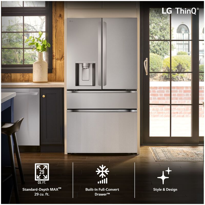 LG 36 in. 28.6 cu. ft. Smart 4-Door French Door Refrigerator with Ice & Water Dispenser - PrintProof Stainless Steel, PrintProof Stainless Steel, hires
