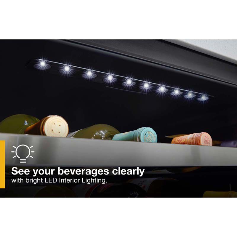 Whirlpool 24 in. Undercounter Wine Cooler with Metal Racks, Dual Temperature Zones & 51 Bottle Capacity - Stainless Steel, , hires