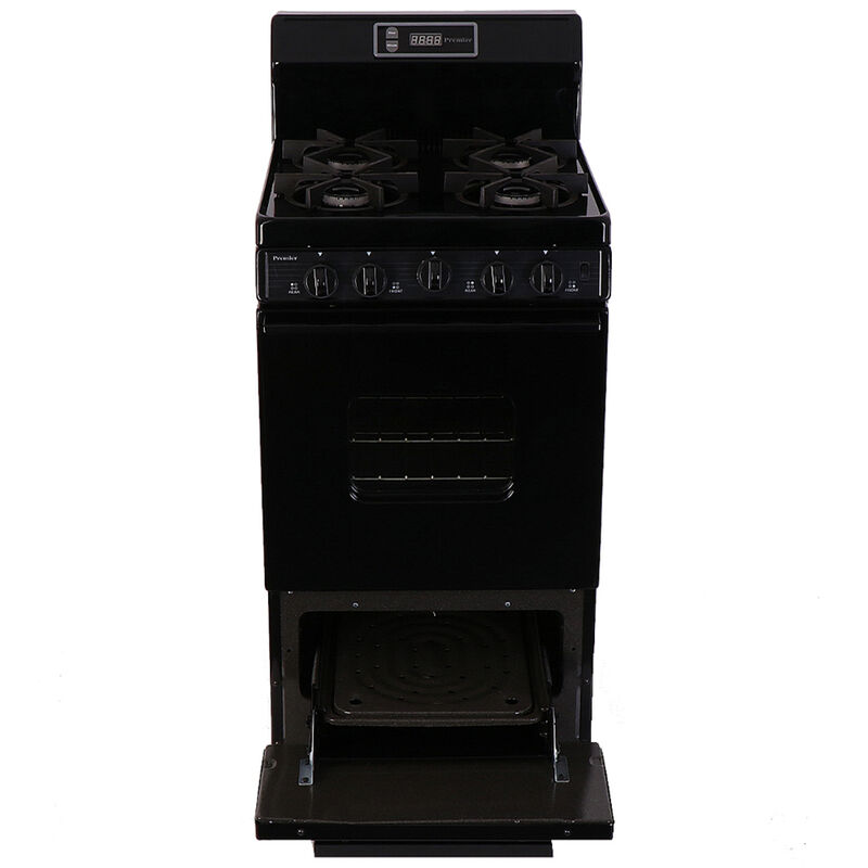 Premier 20 in. 2.4 cu. ft. Gas Range with 4 Sealed Burners - Black, Black, hires