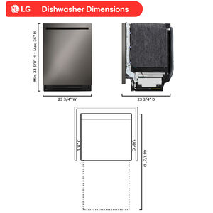 LG 24 in. Top Control Flush-Mount Smart Dishwasher with 46 dBA Sound level, 3rd-Rack, Dynamic Heat Dry with AutoVent Dry & Pocket Handle - Black Stainless Steel, , hires